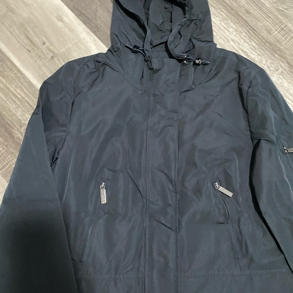 NWT ELLEN TRACY Women's City Rain Jacket with Hood Size Large Navy Blue NWT $150 - Picture 3 of 7